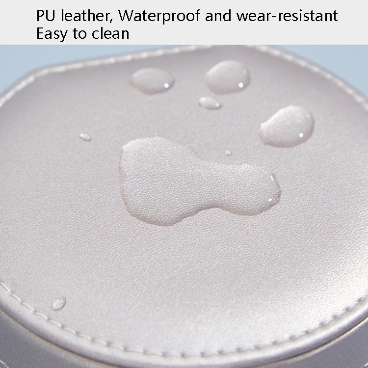 PU leather jewelry storage box lid with water droplets and stitched edge