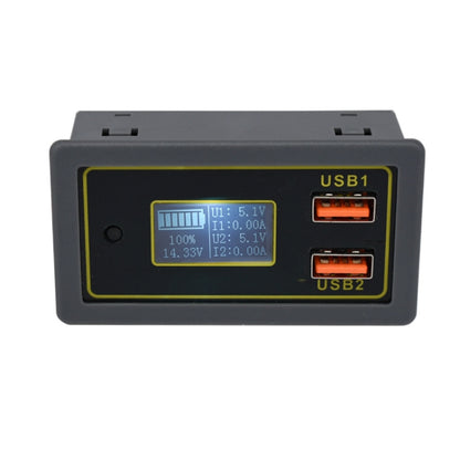 Dual USB car voltage display module with LCD screen and USB1/USB2 fast-charge ports