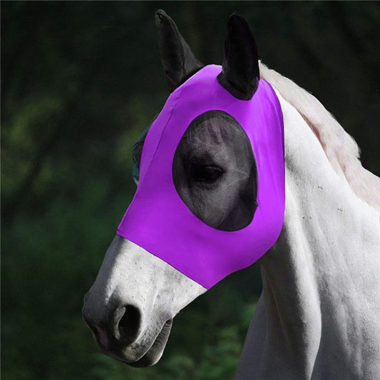 MMZ-001 Breathable Horse Mask Mosquito Insect And Fly Mask Equestrian Supplies, Horse Mask (Blue), Horse Mask (Purple), Horse Mask (Rose Red), Horse Mask (Grey), Horse Mask (Black)