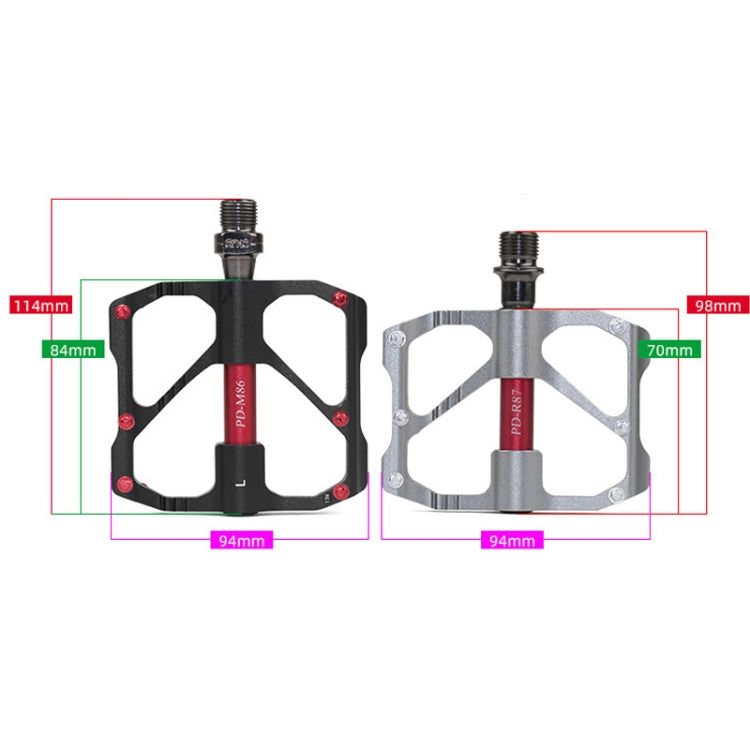 Carbon fiber bicycle platform pedal dimensions shown with length and width measurements.