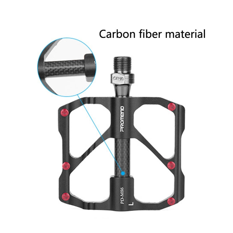 Black carbon fiber bicycle platform pedals with close-up of carbon fiber texture.
