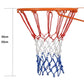 Basketball net rope hanging mesh with red upper and white/blue lower cords