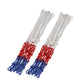 Two rope net panels with white upper cords, red knot band, and blue lower cords