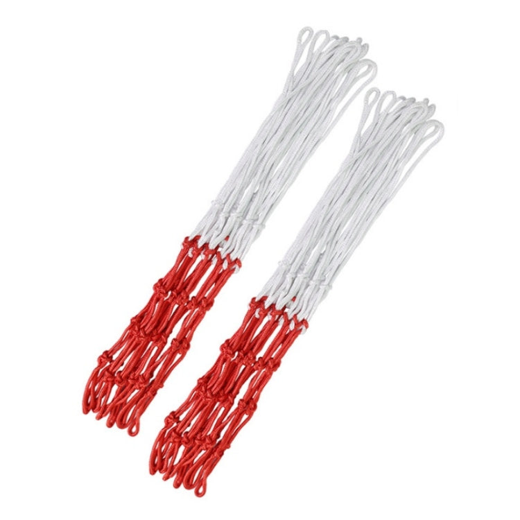 Two rope net panels with white upper cords and red lower knot band