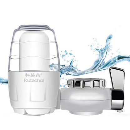 Kubichai kitchen faucet water purifier, white housing with chrome filter head