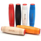 Assorted flip stress toy sticks in red, black, white, blue, orange, and wood