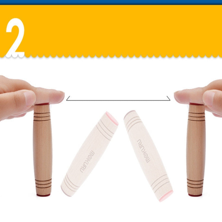 Hands holding flip toy sticks with a simple diagram showing the move sequence
