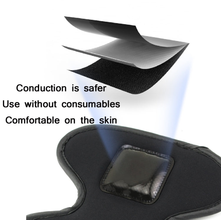 Folded black EMS electrode pad with central electrode window, skin-contact design