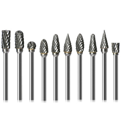 Rotating milling cutter head set of 10 metal grinding bits with diamond-like teeth
