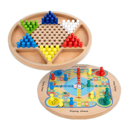 Children Wooden Multifunctional Parent-Child Interactive Puzzle Board Toy, Set Specification:, 2 In 1 Hocker + Flying Chess, 2 In 1 Hockey + Five Sorrows, 4 In 1 Chess, 6 In 1 Chess, 8 In 1 Chess
