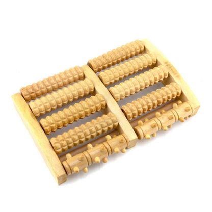 Wooden Roller Massager Small Nails Five-Row Foot Massager