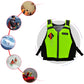 Green buoyancy vest with front zipper, adjustable shoulder straps, and safety pocket.