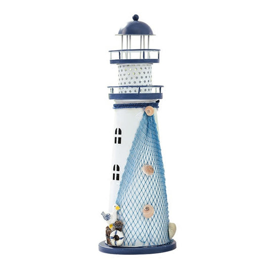 Mediterranean Style Flashing Ocean Tin Lighthouse Decoration, Style Random Delivery M1021 Large 30cm, M1221 Small 14cm, M1022 Medium 19cm, M1021 Large 30cm