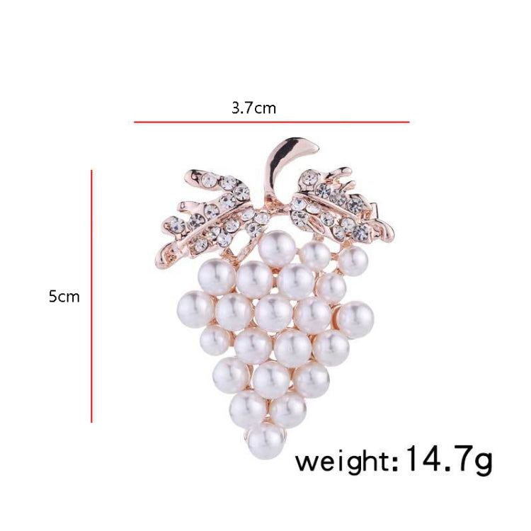 Grape pearl rhinestone brooch with clustered faux beads and vine-like accents