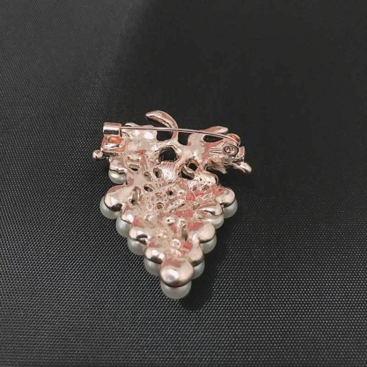 Grape pearl brooch back view with pin clasp, rose-gold tone