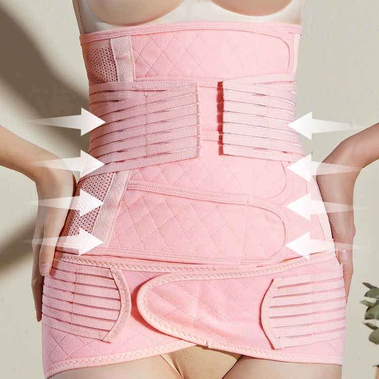 Pink elastic postpartum abdomen belt corset with layered compression panels