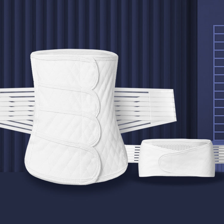 Postpartum corset-style abdomen belt set, white elastic with wide wrap and short band