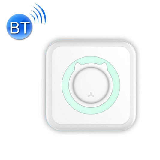 Portable mini thermal Bluetooth printer, white body with mint green front ring
