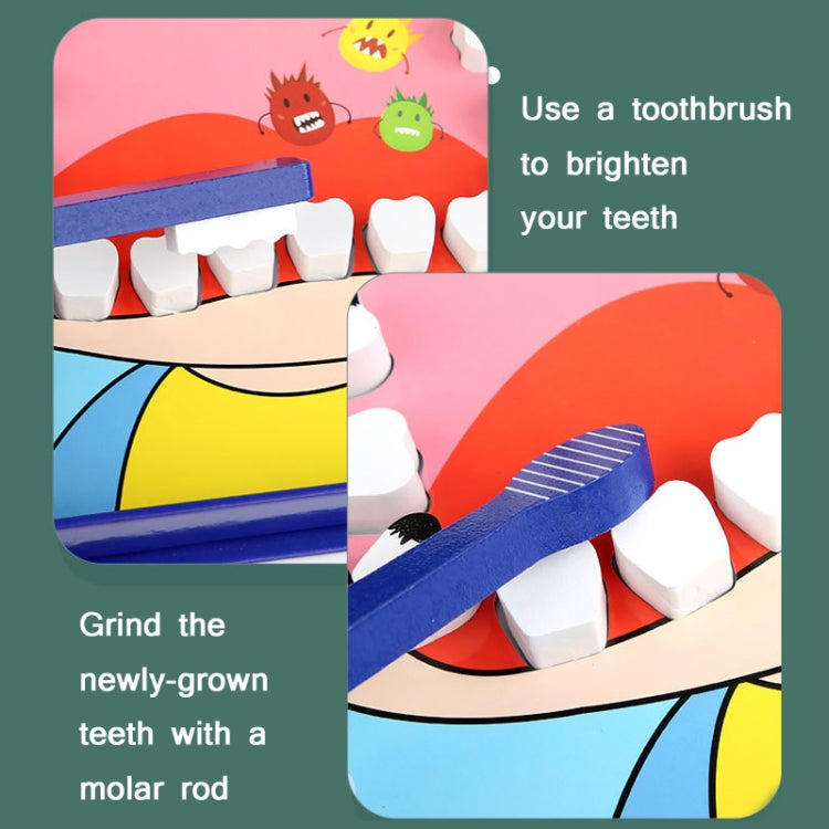 Children's wooden dentist role-play kit with pretend toothbrush and molar rod tool