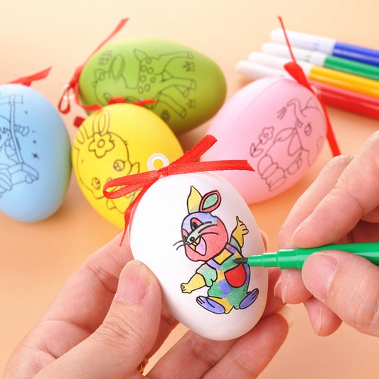 4 PCS Handmade Cartoon Painted Easter Eggs Children's Educational Toys, Random Pattern and Color, 4 PCS Painted Easter Eggs