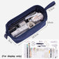 ANGOO navy pencil pouch with zipper, size shown: 18.5 x 10 x 6.5 cm