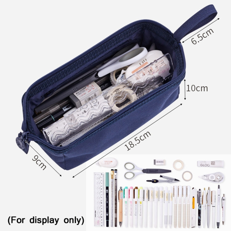 ANGOO navy pencil pouch with zipper, size shown: 18.5 x 10 x 6.5 cm