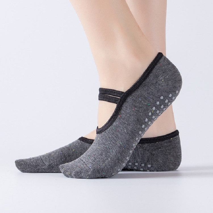 Cotton Backless Ballet Yoga Socks with Straps, One Size