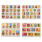 Wooden number puzzle boards with colorful digits, plus signs, hearts, and shapes