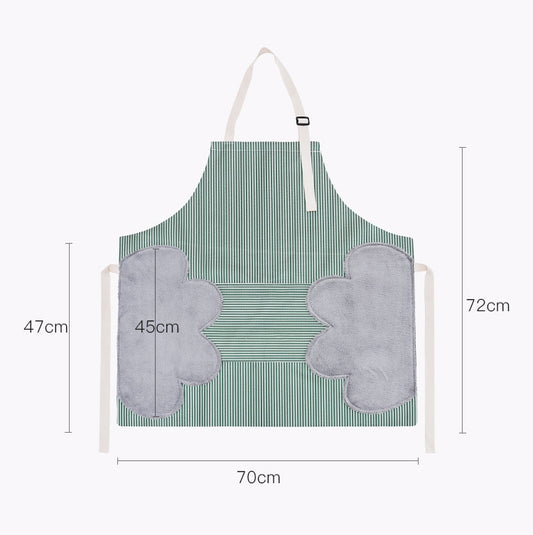 Home Hand-Wiping Apron Waterproof Home Kitchen Waist, Red Stripes, Green Stripes, Coffee Stripes