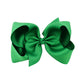 Green layered ribbon hair bow clip with double-loop bow center knot.