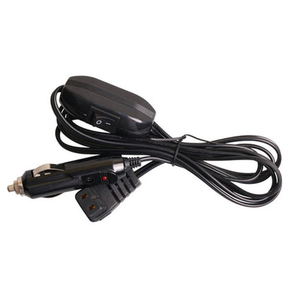 Car power cord with cigarette lighter plug, inline switch, and molded connector