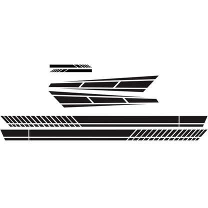 Black striped car decal set with geometric line pattern for door and mirror areas