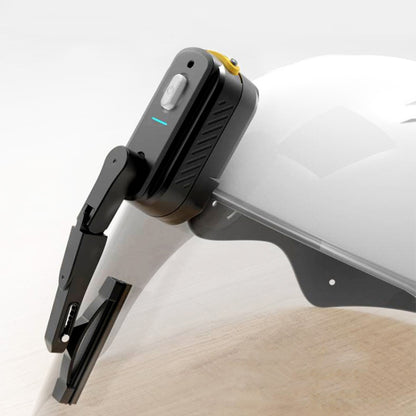 Motorcycle helmet safety wiper with black control unit and wiping arm