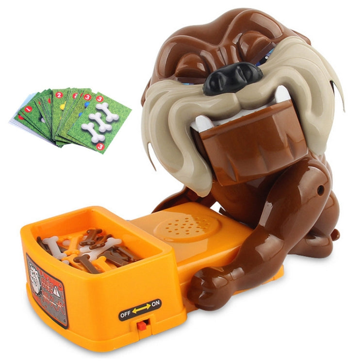 Cartoon poodle trick toy with orange bite launcher and green game cards