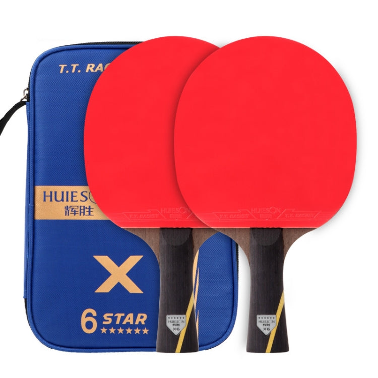 HUIESON Six Star 5-Layer Chicken Wing Tip + 2 Layer Carbon Double Side Continuous Table Tennis Racket, A Pair, Hand-shake Grip Racket, Pen Hold Grip Racket, Mixed