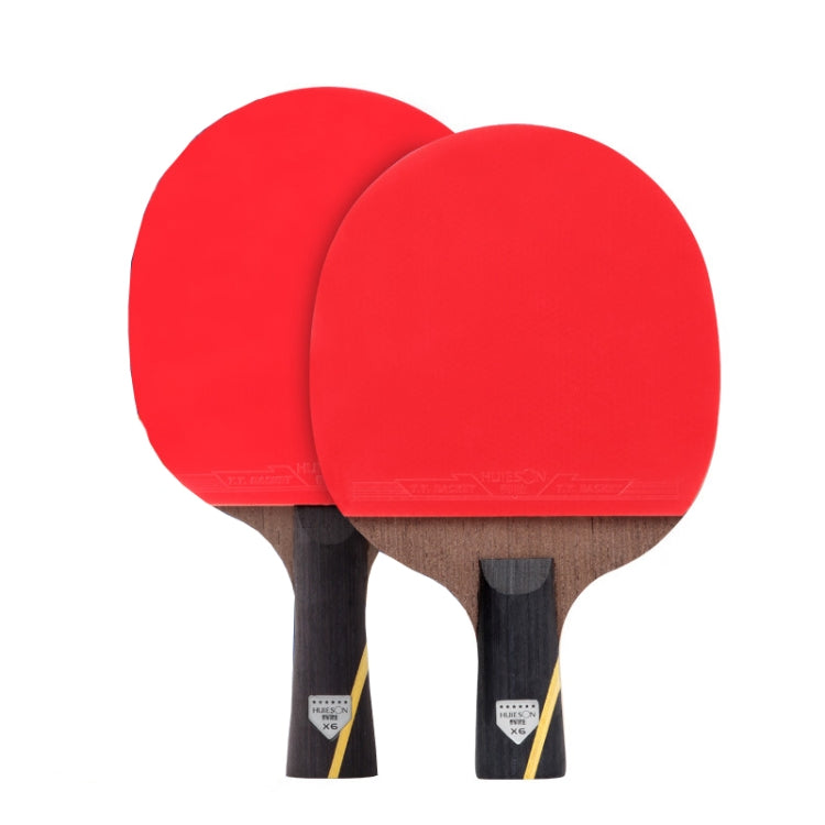HUIESON Six Star 5-Layer Chicken Wing Tip + 2 Layer Carbon Double Side Continuous Table Tennis Racket, A Pair, Hand-shake Grip Racket, Pen Hold Grip Racket, Mixed