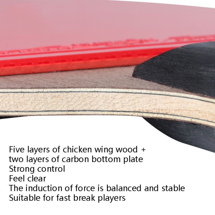HUIESON Six Star 5-Layer Chicken Wing Tip + 2 Layer Carbon Double Side Continuous Table Tennis Racket, A Pair, Hand-shake Grip Racket, Pen Hold Grip Racket, Mixed