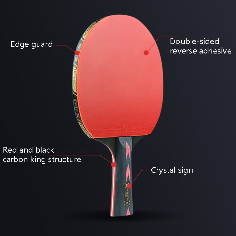 Red-and-black double-sided reverse-adhesive table tennis paddle with edge guard