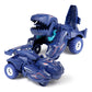 Blue dinosaur-themed deforming toy car with sharp teeth and chunky white wheels