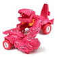 Pink dinosaur-themed deforming toy car with spiked jaw and large off-road wheels