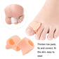 Orange and peach thick toe separator pads to cushion and help toe placement.