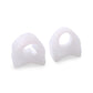 Soft translucent toe separator covers, two-piece pair with rounded toe openings, pale white.