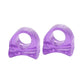 Transparent purple toe separator covers, two-piece pair with rounded toe openings.