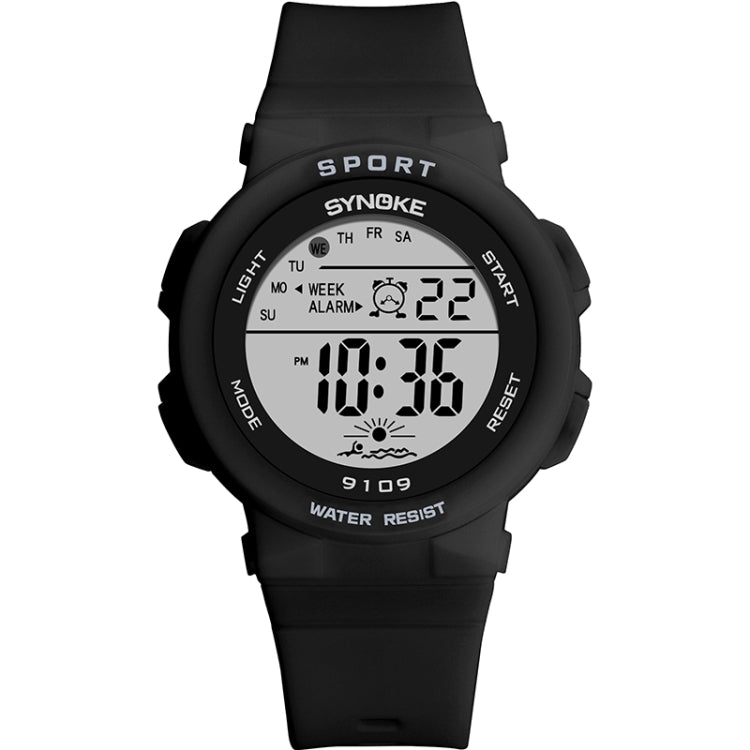 SYNOKE digital sport watch with black silicone strap and water-resistant LCD display