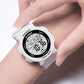 SYNOKE white digital sport watch on wrist with water-resistant LCD display