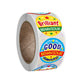Close view of a roll of round award stickers labeled “Brilliant Behaviour” and “Good Award”
