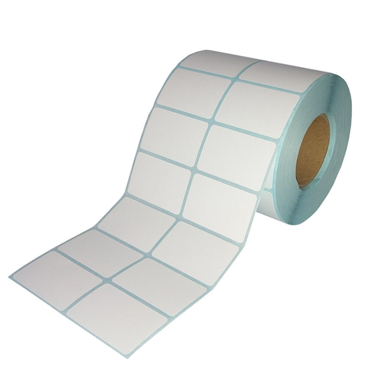 Thermal waterproof barcode label roll, white labels featuring blue grid boxes