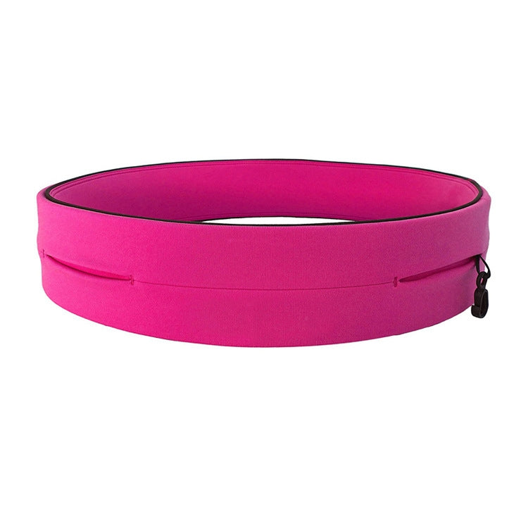 Running waist bag in fuchsia pink with zip pull and open center pocket