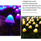 Solar mushroom lawn lights string with glowing colorful caps for outdoor garden decor