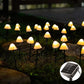 Outdoor solar mushroom string lights with warm white glow and solar panel controller